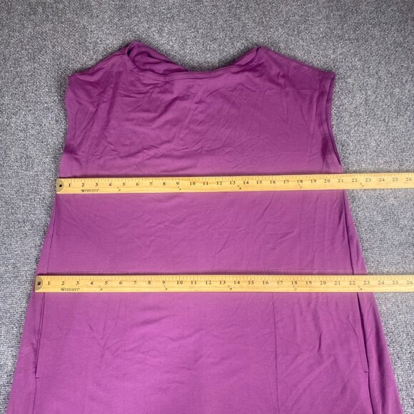 Eileen Fisher Dress Womens Large Purple Curan Bateau Jersey Shift Pockets - Picture 5 of 11
